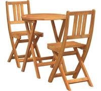 vidaXL Ensemble de table et chaises de bistrot, 3 pièces, en bois d'acacia massif, finition huile naturelle