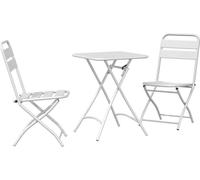 vidaXL, ensemble de table et chaises de style bistrot, 3 pièces, blanc, acier