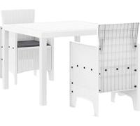 vidaXL Ensemble de table et chaises d'extérieur, 3 pièces, blanc, en polypropylène