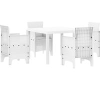 vidaXL : Ensemble de table et chaises d'extérieur, 5 pièces, blanc, en polypropylène