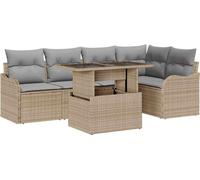 vidaXL, ensemble de table et chaises pour 6 personnes, beige, en polyrotin
