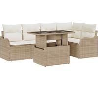 vidaXL, ensemble de table et chaises pour 6 personnes, beige, en polyrotin
