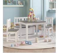 vidaXL Ensemble de table et chaises enfants 4 pcs Blanc et gris MDF