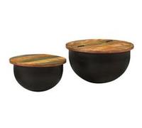 vidaXL Ensemble de tables basses 2 pcs noir bois récupération massif