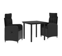 vidaXL Ensemble de Tables Basses avec Coussin avec Oreiller 3 pcs Noir, Mobilier Moderne, canapé d’extérieur, Table de Patio, sièges de Jardin, détente, Espace Contemporain