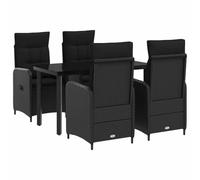 vidaXL Ensemble de Tables Basses avec Coussin avec Oreiller 5 pcs Noir, Mobilier Moderne, canapé d’extérieur, Table de Patio, sièges de Jardin, détente, Espace Contemporain