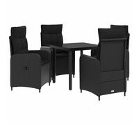 vidaXL Ensemble de Tables Basses avec Coussin avec Oreiller 5 pcs Noir, Mobilier Moderne, canapé d’extérieur, Table de Patio, sièges de Jardin, détente, Espace Contemporain