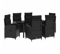 vidaXL Ensemble de Tables Basses avec Coussin avec Oreiller 7 pcs Noir, Mobilier Moderne, canapé d’extérieur, Table de Patio, sièges de Jardin, détente, Espace Contemporain