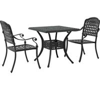 vidaXL Ensemble de table de jardin 3 pièces Noir Aluminium moulé