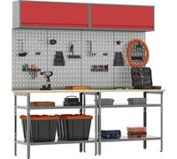 vidaXL Ensemble d'établi 8 pièces Rouge et gris Acier thermolaqué