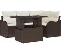 vidaXL Ensemble de tables d'extérieur avec coussins 5 pcs brun Poly rotin