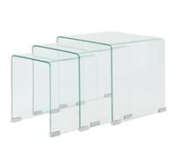vidaXL Ensemble de Tables gigognes Salon 3 Pièces Verre trempé Transparent