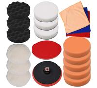 vidaXL Ensemble de Tampons de Polissage 18 pcs Eponge de Polissage Cirage Ponçage Accessoires de Nettoyage pour Voiture Véhicule 150 mm