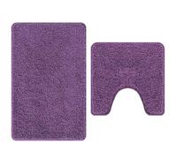 vidaXL Ensemble de tapis de bain antidérapants 2 pcs – Absorbant, lavable – Violet PP