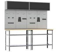 vidaXL Ensemble d'établi 8 pièces Noir et gris Acier thermolaqué