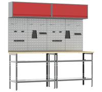 vidaXL Ensemble d'établi 8 pcs Rouge et Gris Acier enduit de poudre