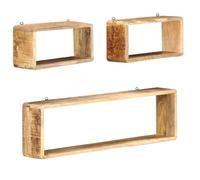 vidaXL Ensemble d'Etagère Cube 3 pcs Etagère de Rangement Etagère de Stockage Etagère Murale Etagère Suspendue Bois Solide de Manguier