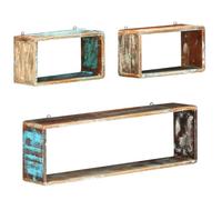 vidaXL Ensemble d'étagères cube 3 pièces – Bois solide de récupération – Murale suspendue