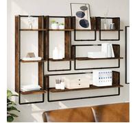 vidaXL Ensemble d'étagères murales avec barres 6 pcs – Chêne fumé