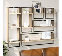 vidaXL Étagères murales 6 pcs avec barres – flottantes, moderne, chêne Sonoma