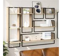vidaXL Étagères murales 6 pcs avec barres – flottantes, moderne, chêne Sonoma