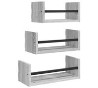vidaXL Ensemble d'étagères murales 3 pcs – Tablettes suspendues, barres, rangement – Sonoma gris