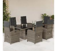 vidaXL Ensemble de jardin 7 pièces avec coussins Gris Poly rotin