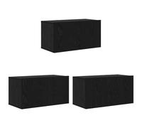 vidaXL Ensemble Meuble TV 3 pcs Noir 60 x 30 x 30 cm Bois d'ingénierie, Meuble de Rangement Moderne pour Salon, Meuble TV rectangulaire, Ensemble Compact, décor en Bois, unité Murale