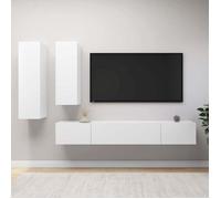 vidaXL Ensemble Meuble TV 4 Pièces Blanc Bois Ingénierie Étagères Rangement Grande Taille Salon