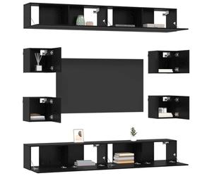 vidaXL Ensemble Meuble TV 8 pcs 100 x 30 x 30 cm Chêne Noir, Rangement Salon, Meuble télé Moderne, Meubles Pratiques, Designs muraux, Solutions Gain de Place, déco contemporaine