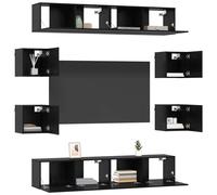 vidaXL Ensemble Meuble TV 8 pcs 80 x 30 x 30 cm Chêne Noir, Rangement Salon, Meuble télé Moderne, Meubles Pratiques, Designs muraux, Solutions Gain de Place, déco contemporaine