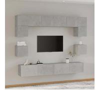 vidaXL Ensemble Meuble TV 8 Pièces Gris Béton Bois Ingénierie 150x30x40cm Salon Moderne
