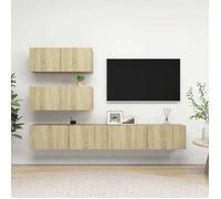 vidaXL Ensemble Meuble TV Chêne Sonoma Bois Ingénierie Console 4 Pièces Décoration Intérieure