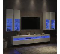 vidaXL Ensemble Meubles TV Muraux 7 pcs LED Blanc
