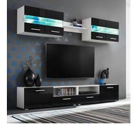 vidaXL Ensemble mural pour TV 5 pcs avec lumières LED, armoire et étagère 246028