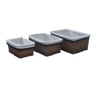 vidaXL Ensemble Paniers Gigognes 3 pcs - Marron Saule