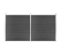 vidaXL Ensemble de Panneau de Clôture Barrière de Jardin Mur de Clôture Bordure de Balcon Patio Terrasse Arrière-Cour Extérieur WPC 353x186 cm Noir