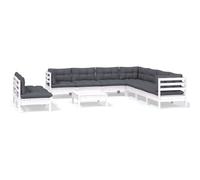 vidaXL Ensemble salon de jardin 10 pièces avec coussins blanc pin massif