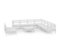 vidaXL Ensemble salon de jardin 10 pièces pin massif blanc