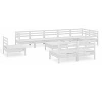 vidaXL Ensemble salon de jardin modulable 10 pièces bois de pin massif blanc
