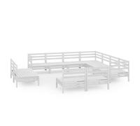 vidaXL Ensemble salon de jardin 11 pièces pin massif blanc