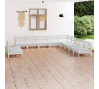 vidaXL Ensemble salon de jardin 11 pièces pin massif blanc