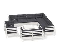 vidaXL Ensemble salon de jardin 12 pièces avec coussins blanc pin massif