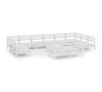 vidaXL Ensemble salon de jardin 13 pièces blanc pin massif