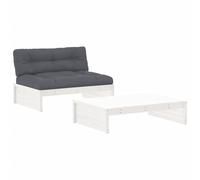 vidaXL Ensemble salon de jardin 2 pièces en bois massif blanc avec coussins