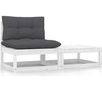 vidaXL Ensemble salon de jardin 2 pièces avec coussins blanc pin massif
