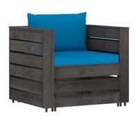 vidaXL Ensemble salon de jardin 2 pièces pour 2 personnes, bois imprégné gris, avec coussins