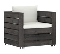 vidaXL Ensemble salon de jardin 2 pièces avec coussins Gris Bois imprégné