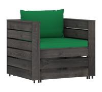 vidaXL Ensemble salon de jardin 2 pièces avec coussins Gris Bois imprégné
