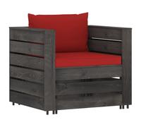 vidaXL Ensemble salon de jardin 2 pièces avec coussins Gris Bois imprégné